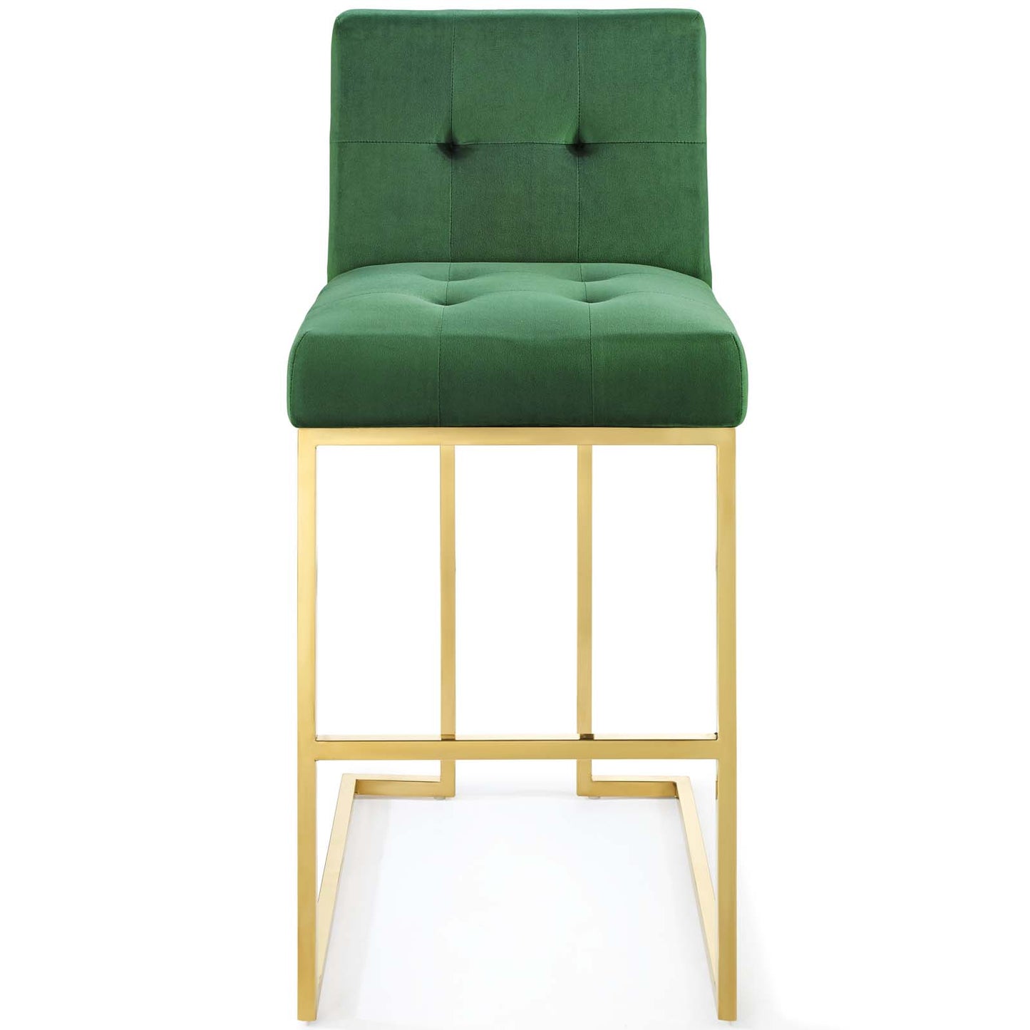 Modway Outlet Privy Gold Stainless Steel Performance Velvet Bar Stool by Modway  Bar and Dining Furniture Gold Emerald - EEI-3856-GLD-EME