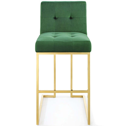 Modway Outlet Privy Gold Stainless Steel Performance Velvet Bar Stool by Modway  Bar and Dining Furniture Gold Emerald - EEI-3856-GLD-EME