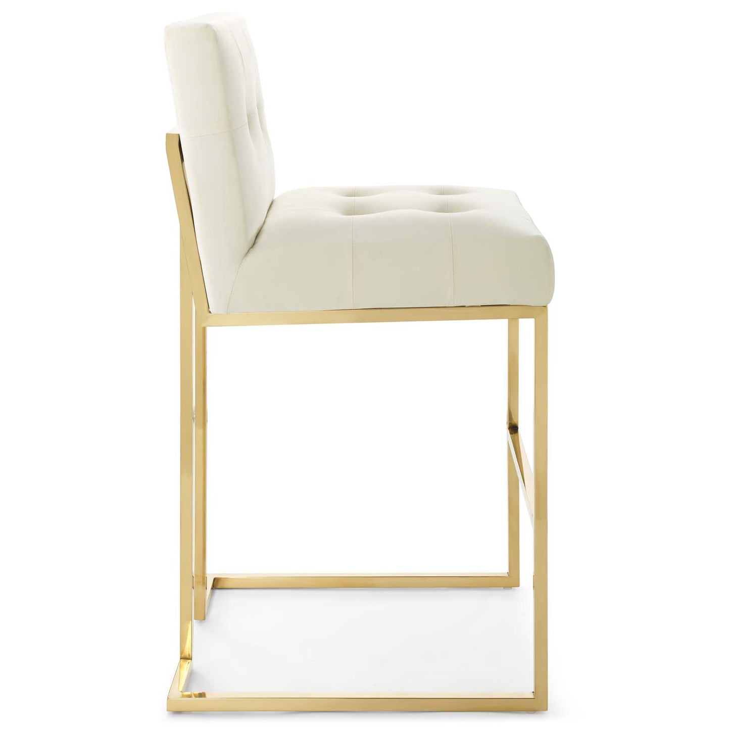 Modway Outlet Privy Gold Stainless Steel Performance Velvet Bar Stool by Modway  Bar and Dining Furniture Gold Ivory - EEI-3856-GLD-IVO