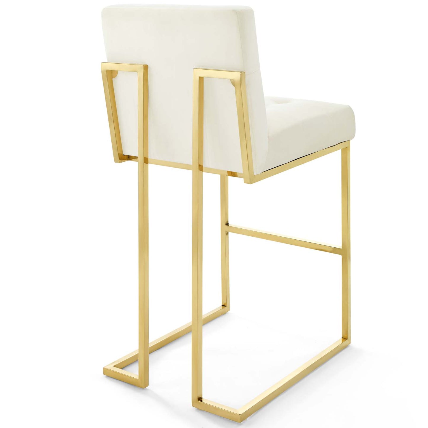 Modway Outlet Privy Gold Stainless Steel Performance Velvet Bar Stool by Modway  Bar and Dining Furniture Gold Ivory - EEI-3856-GLD-IVO