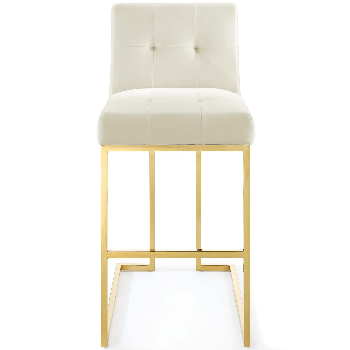 Modway Outlet Privy Gold Stainless Steel Performance Velvet Bar Stool by Modway  Bar and Dining Furniture Gold Ivory - EEI-3856-GLD-IVO