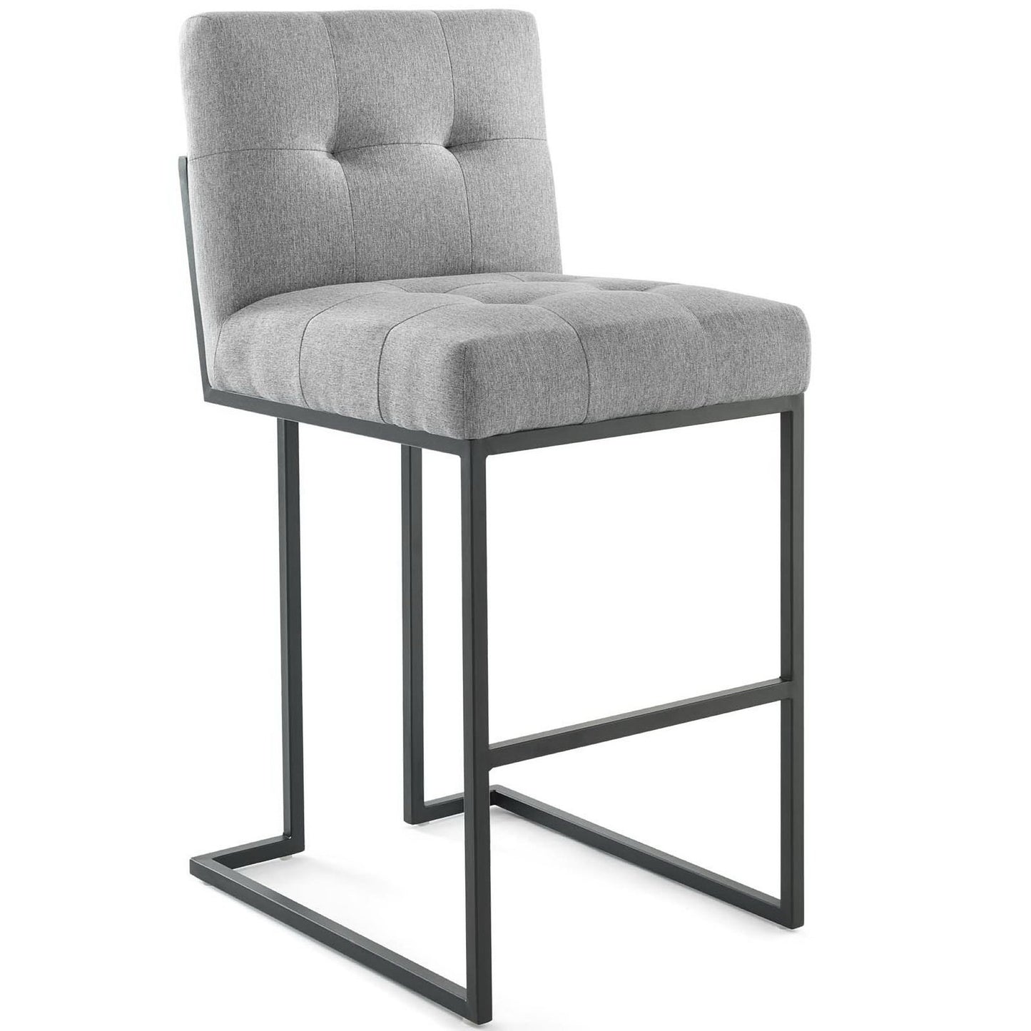 Modway Outlet Privy Black Stainless Steel Upholstered Fabric Bar Stool by Modway  Bar and Dining Furniture Black Light Gray - EEI-3857-BLK-LGR