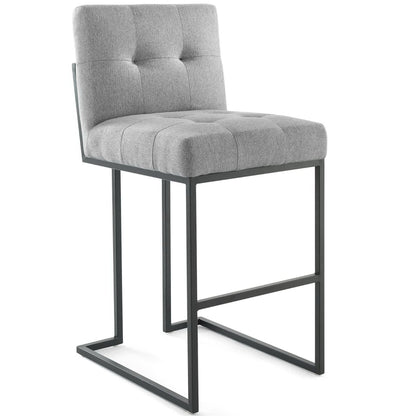 Modway Outlet Privy Black Stainless Steel Upholstered Fabric Bar Stool by Modway  Bar and Dining Furniture Black Light Gray - EEI-3857-BLK-LGR