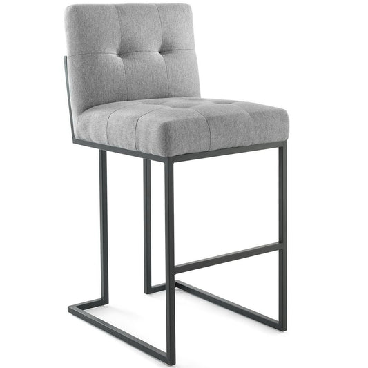 Modway Outlet Privy Black Stainless Steel Upholstered Fabric Bar Stool by Modway  Bar and Dining Furniture Black Light Gray - EEI-3857-BLK-LGR