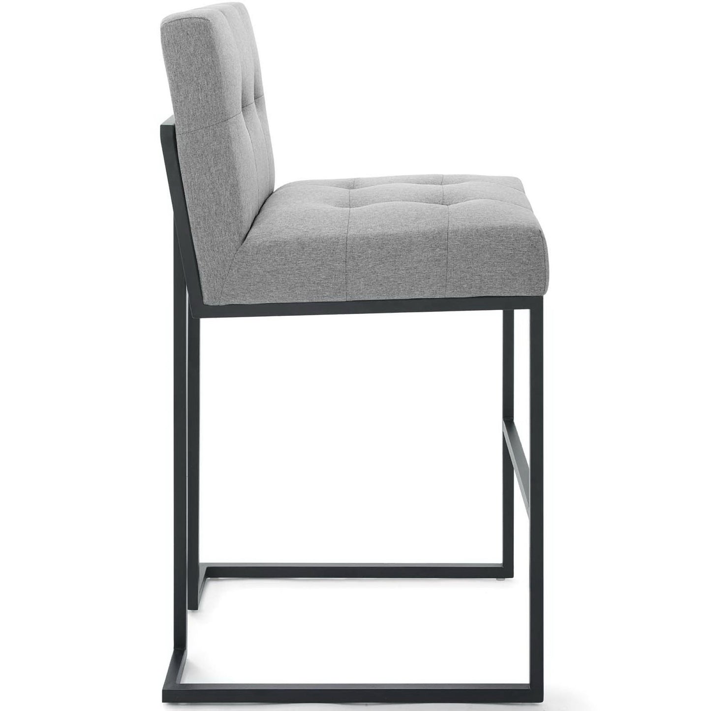 Modway Outlet Privy Black Stainless Steel Upholstered Fabric Bar Stool by Modway  Bar and Dining Furniture Black Light Gray - EEI-3857-BLK-LGR