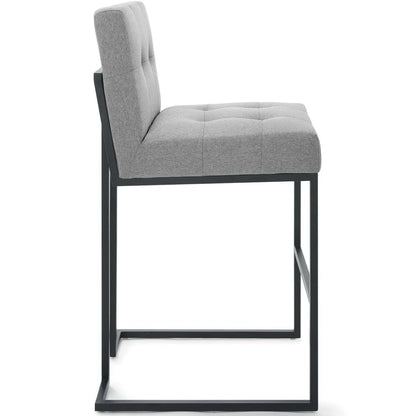 Modway Outlet Privy Black Stainless Steel Upholstered Fabric Bar Stool by Modway  Bar and Dining Furniture Black Light Gray - EEI-3857-BLK-LGR
