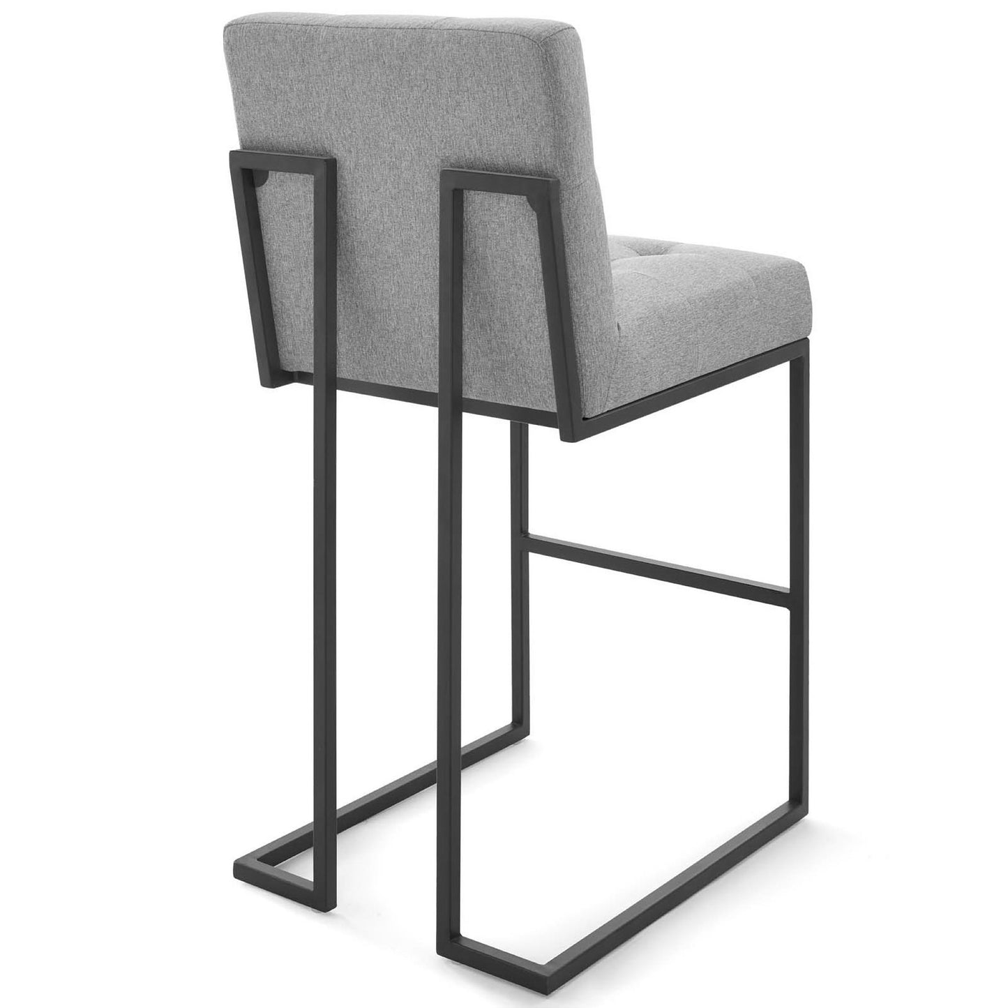 Modway Outlet Privy Black Stainless Steel Upholstered Fabric Bar Stool by Modway  Bar and Dining Furniture Black Light Gray - EEI-3857-BLK-LGR