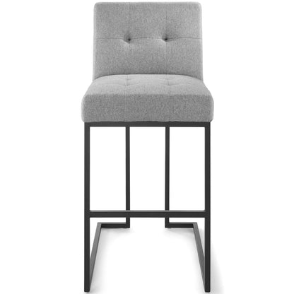 Modway Outlet Privy Black Stainless Steel Upholstered Fabric Bar Stool by Modway  Bar and Dining Furniture Black Light Gray - EEI-3857-BLK-LGR