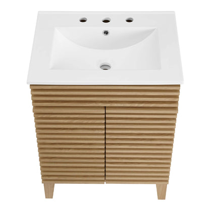 Modway - Render 24" Bathroom Vanity by Modway  Bathroom Vanities White - EEI-3860-OAK-WHI