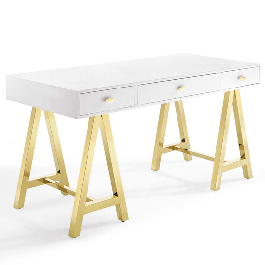 Modway Outlet Jettison Office Desk by Modway  Office Furniture Furniture Gold White - EEI-3861-GLD-WHI