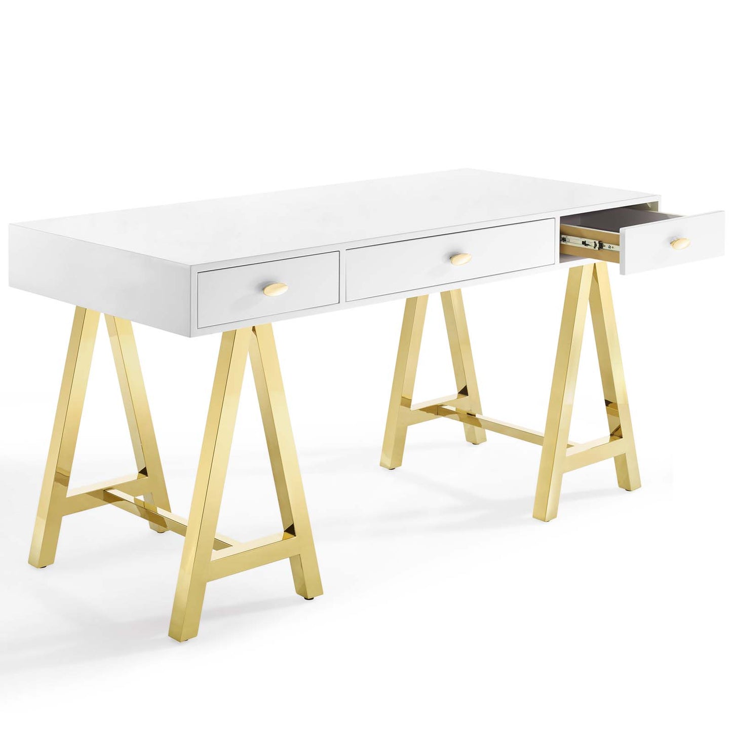 Modway Outlet Jettison Office Desk by Modway  Office Furniture Furniture Gold White - EEI-3861-GLD-WHI