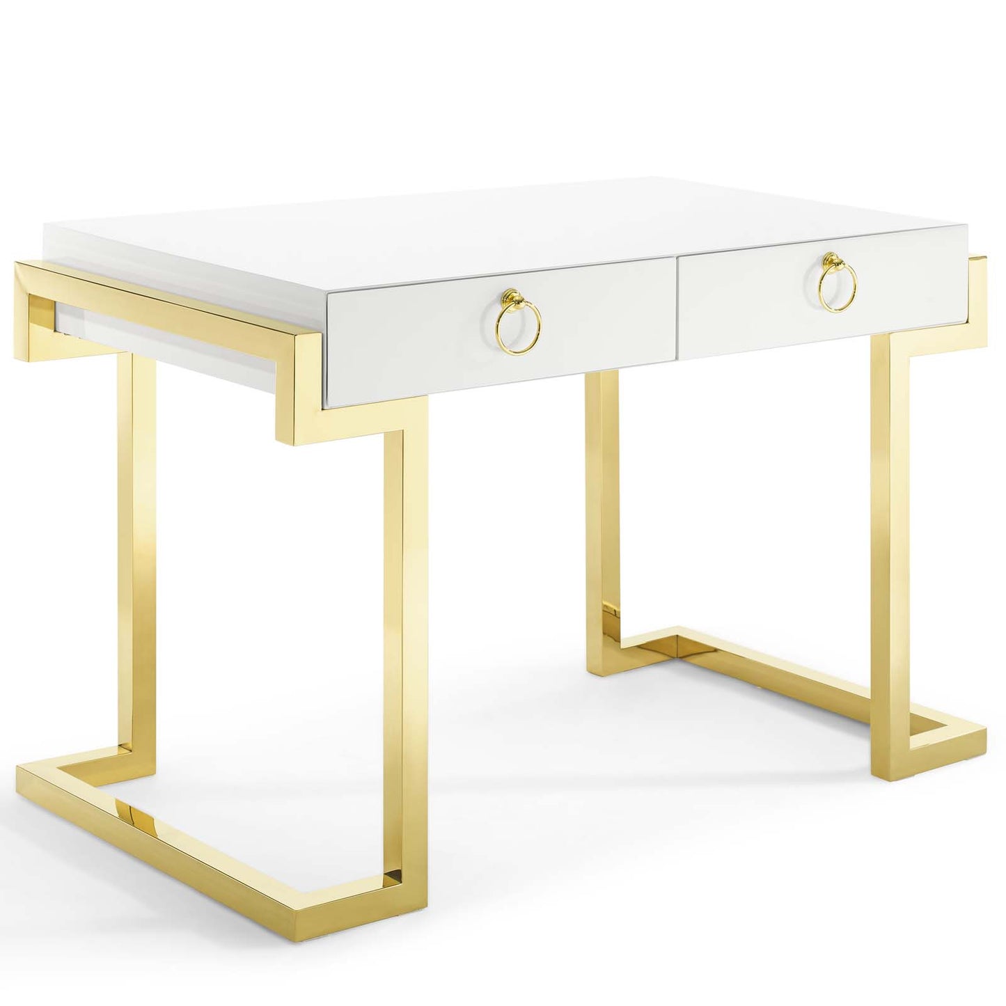 Modway Outlet Ring Office Desk by Modway  Office Furniture Furniture Gold White - EEI-3862-GLD-WHI