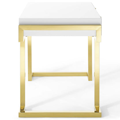 Modway Outlet Ring Office Desk by Modway  Office Furniture Furniture Gold White - EEI-3862-GLD-WHI
