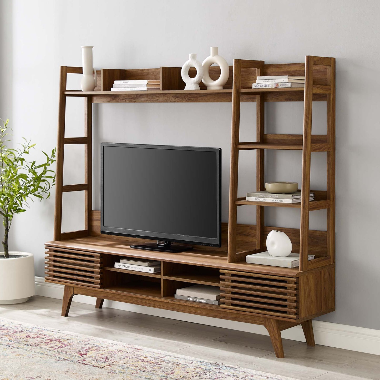 Modway - Render TV Stand Entertainment Center by Modway  Living Room Decor Brown - EEI-3863-WAL