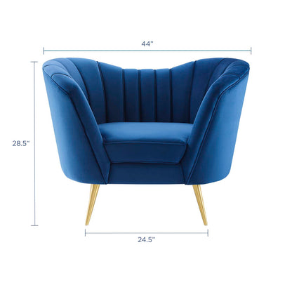 Modway Outlet Opportunity Performance Velvet Armchair by Modway  Living Room Furniture Navy - EEI-3874-NAV