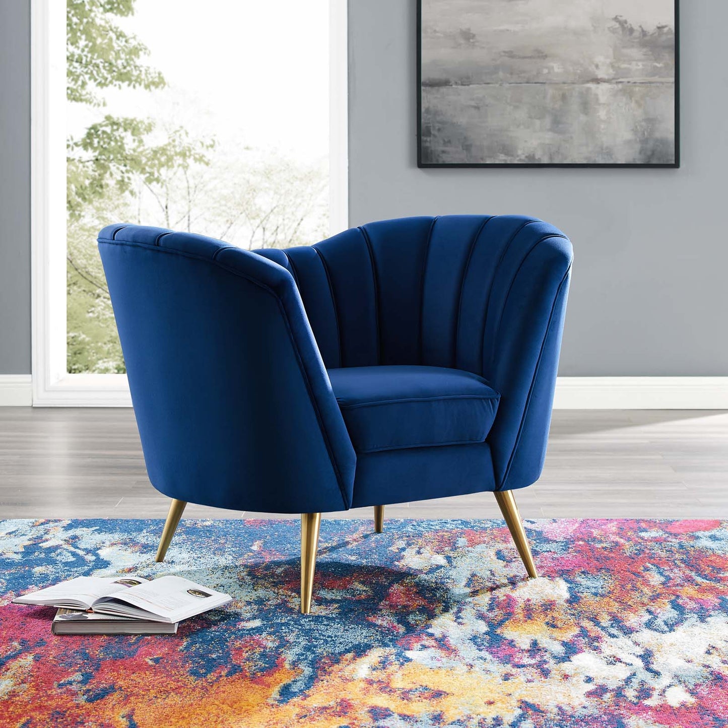 Modway Outlet Opportunity Performance Velvet Armchair by Modway  Living Room Furniture Navy - EEI-3874-NAV