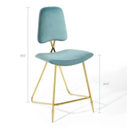 Modway Outlet Ponder Performance Velvet Counter Stool by Modway  Bar and Dining Furniture Sea Blue - EEI-3879-SEA