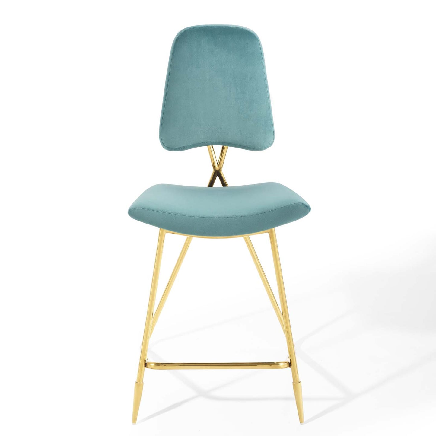 Modway Outlet Ponder Performance Velvet Counter Stool by Modway  Bar and Dining Furniture Sea Blue - EEI-3879-SEA