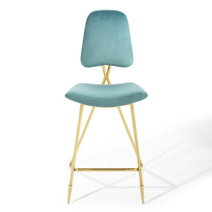 Modway Outlet Ponder Performance Velvet Bar Stool by Modway  Bar and Dining Furniture Sea Blue - EEI-3880-SEA