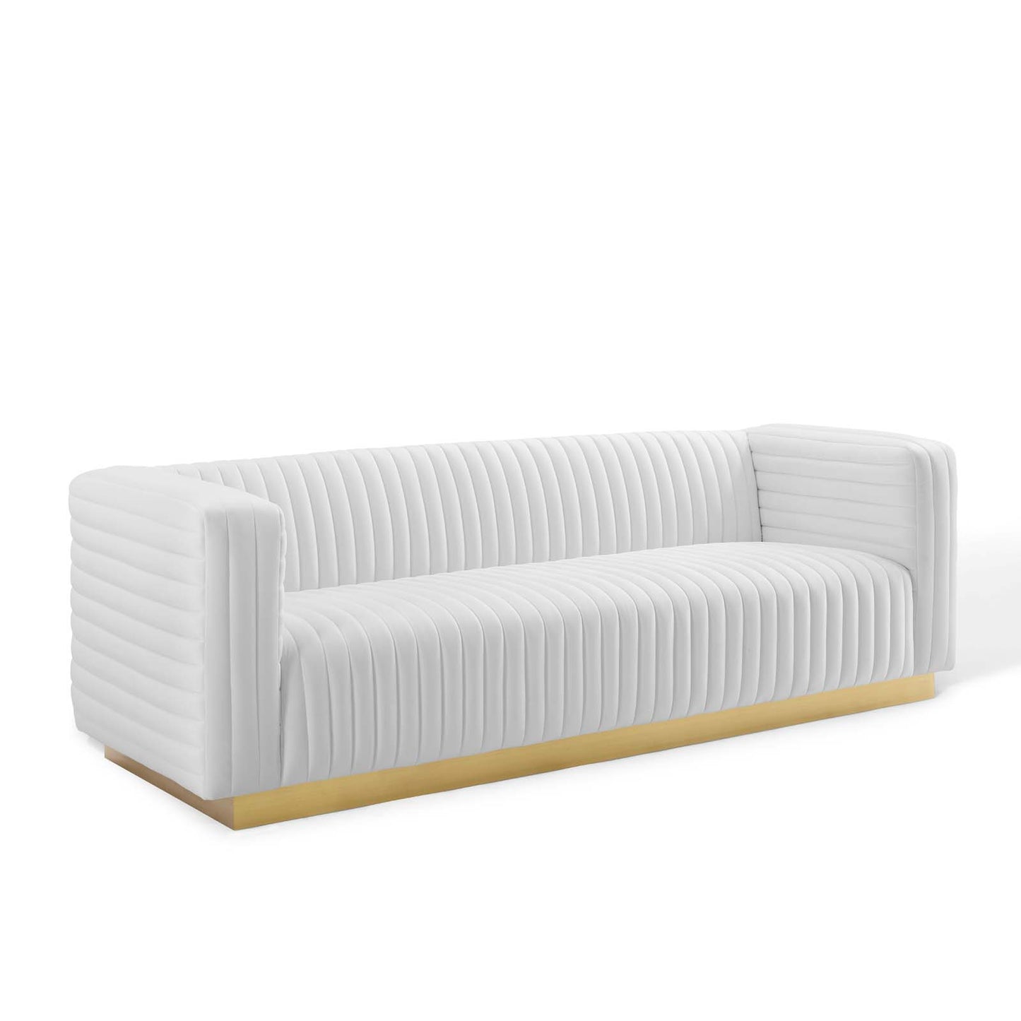 Modway Outlet Charisma Channel Tufted Performance Velvet Living Room Sofa by Modway  Living Room Furniture White - EEI-3886-WHI