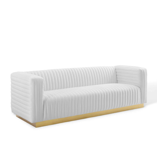 Modway Outlet Charisma Channel Tufted Performance Velvet Living Room Sofa by Modway  Living Room Furniture White - EEI-3886-WHI