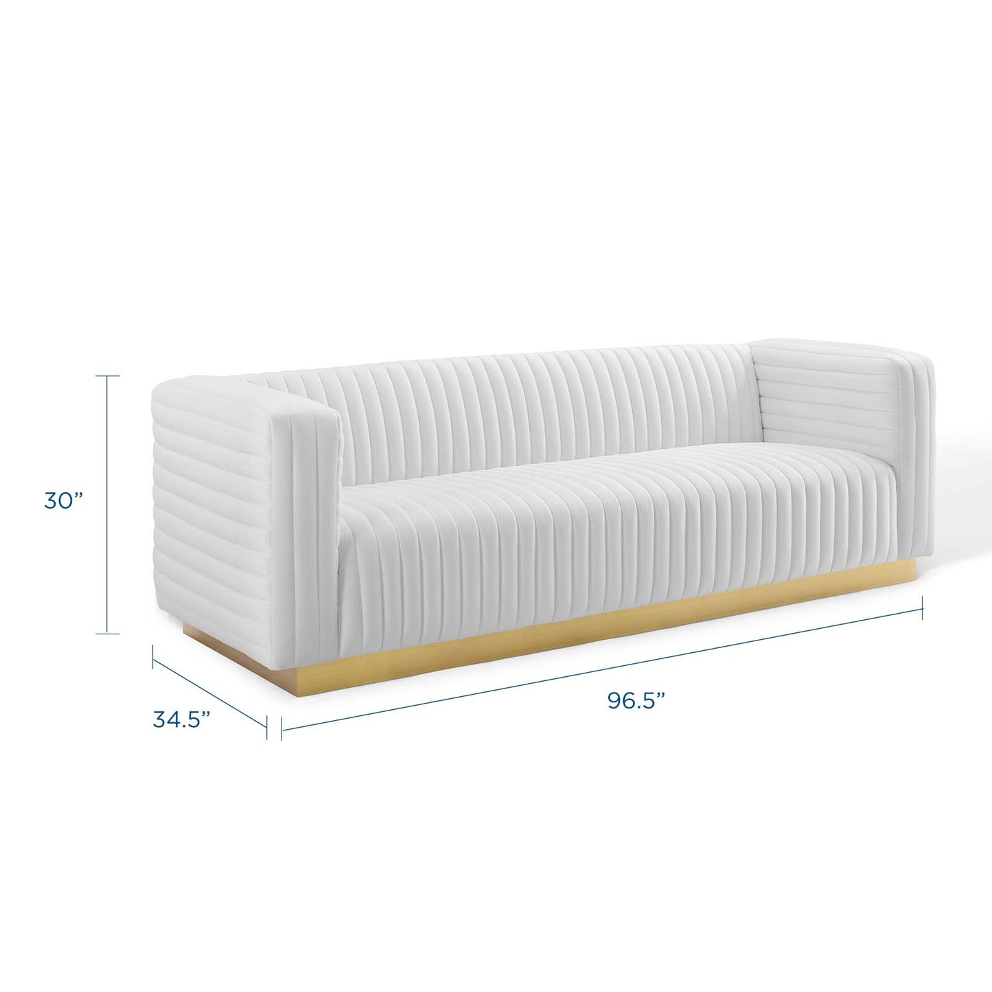 Modway Outlet Charisma Channel Tufted Performance Velvet Living Room Sofa by Modway  Living Room Furniture White - EEI-3886-WHI