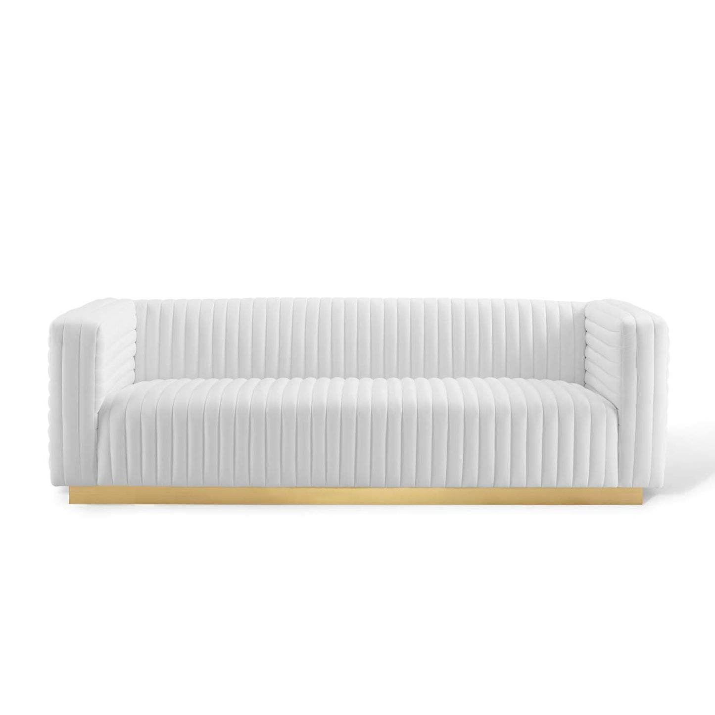 Modway Outlet Charisma Channel Tufted Performance Velvet Living Room Sofa by Modway  Living Room Furniture White - EEI-3886-WHI