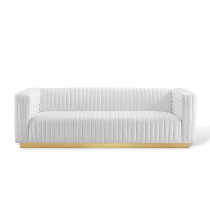 Modway Outlet Charisma Channel Tufted Performance Velvet Living Room Sofa by Modway  Living Room Furniture White - EEI-3886-WHI