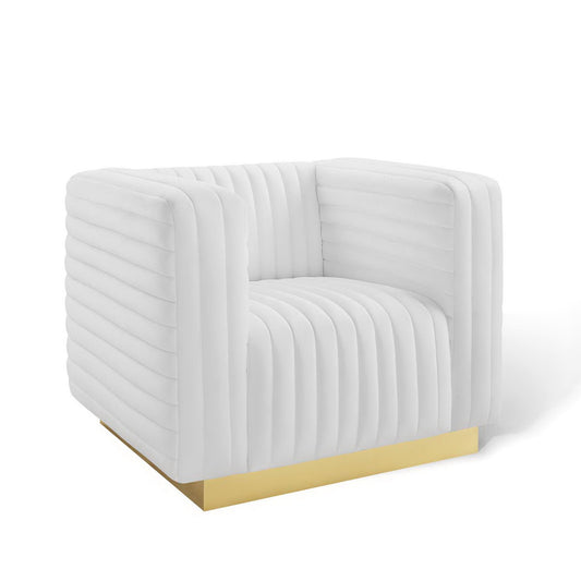 Modway Outlet Charisma Channel Tufted Performance Velvet Accent Armchair by Modway  Living Room Furniture White - EEI-3887-WHI