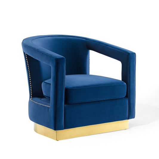 Modway Outlet Frolick Performance Velvet Armchair by Modway  Living Room Furniture Navy - EEI-3888-NAV