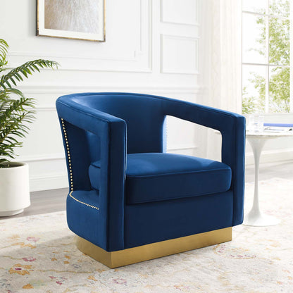 Modway Outlet Frolick Performance Velvet Armchair by Modway  Living Room Furniture Navy - EEI-3888-NAV