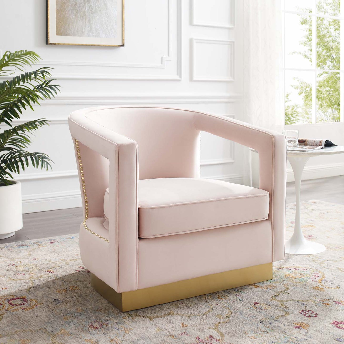 Modway Outlet Frolick Performance Velvet Armchair by Modway  Living Room Furniture Pink - EEI-3888-PNK