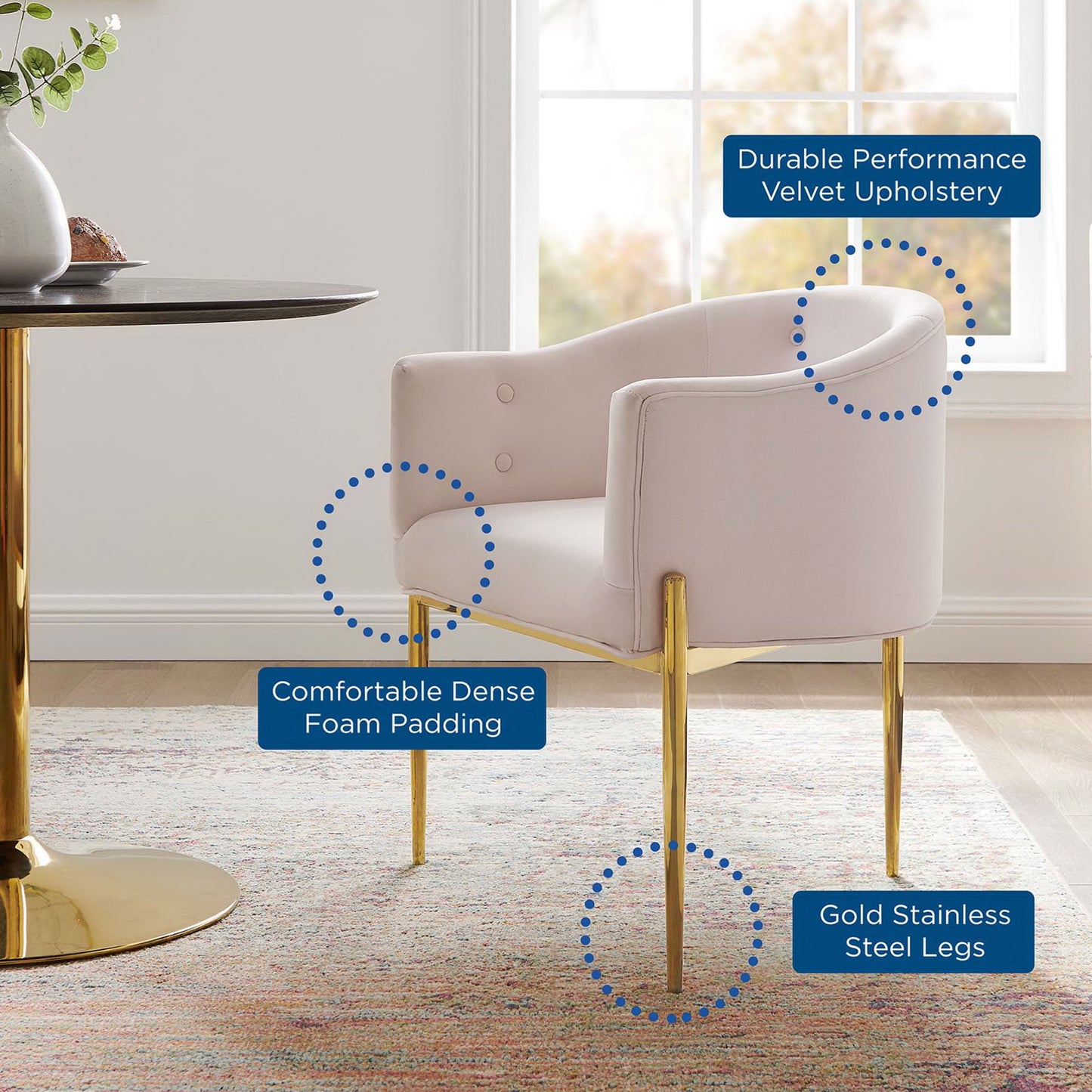 Modway Outlet Savour Tufted Performance Velvet Accent Chair by Modway  Living Room Furniture Pink - EEI-3903-PNK