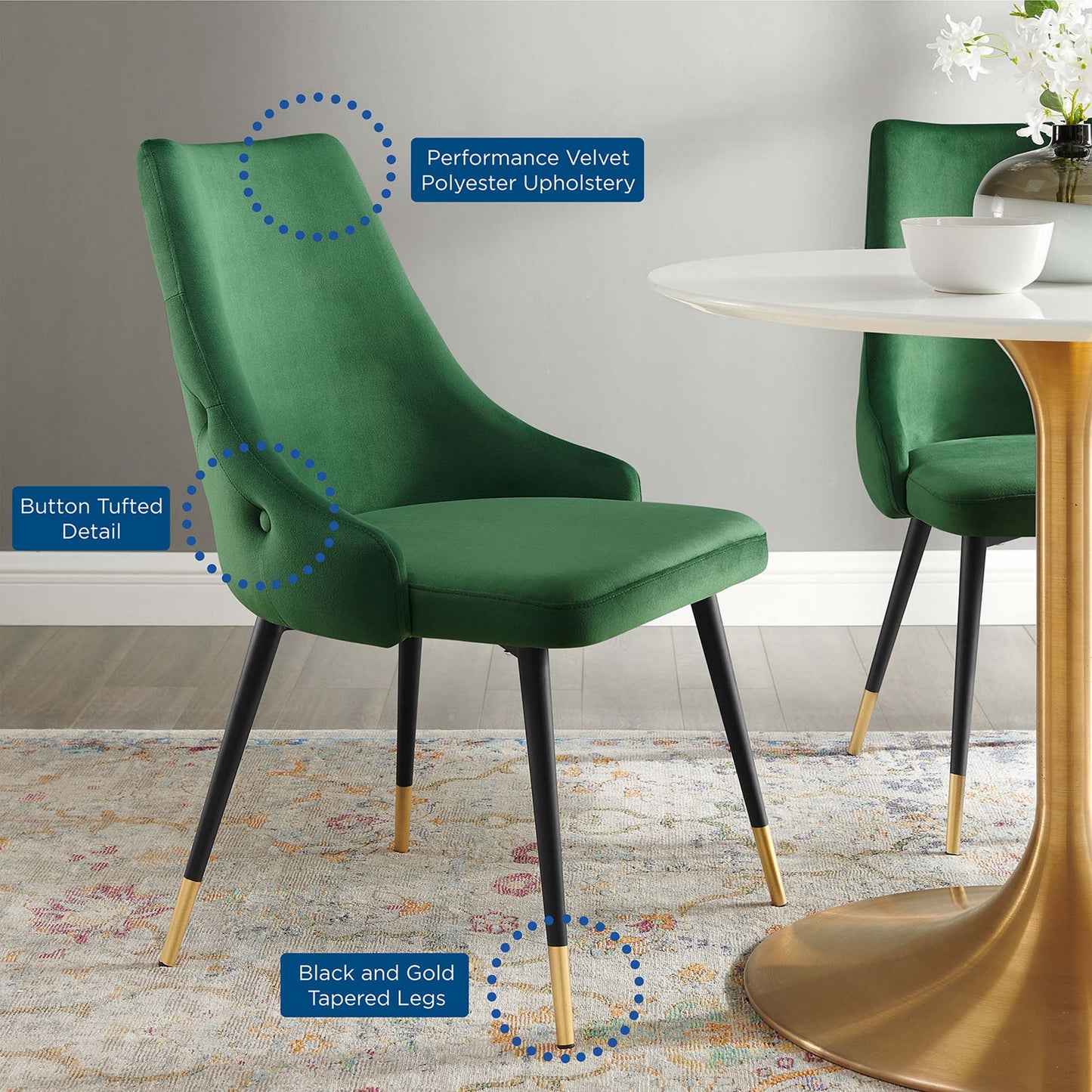 Modway Outlet Adorn Tufted Performance Velvet Dining Side Chair by Modway  Bar and Dining Furniture Emerald - EEI-3907-EME