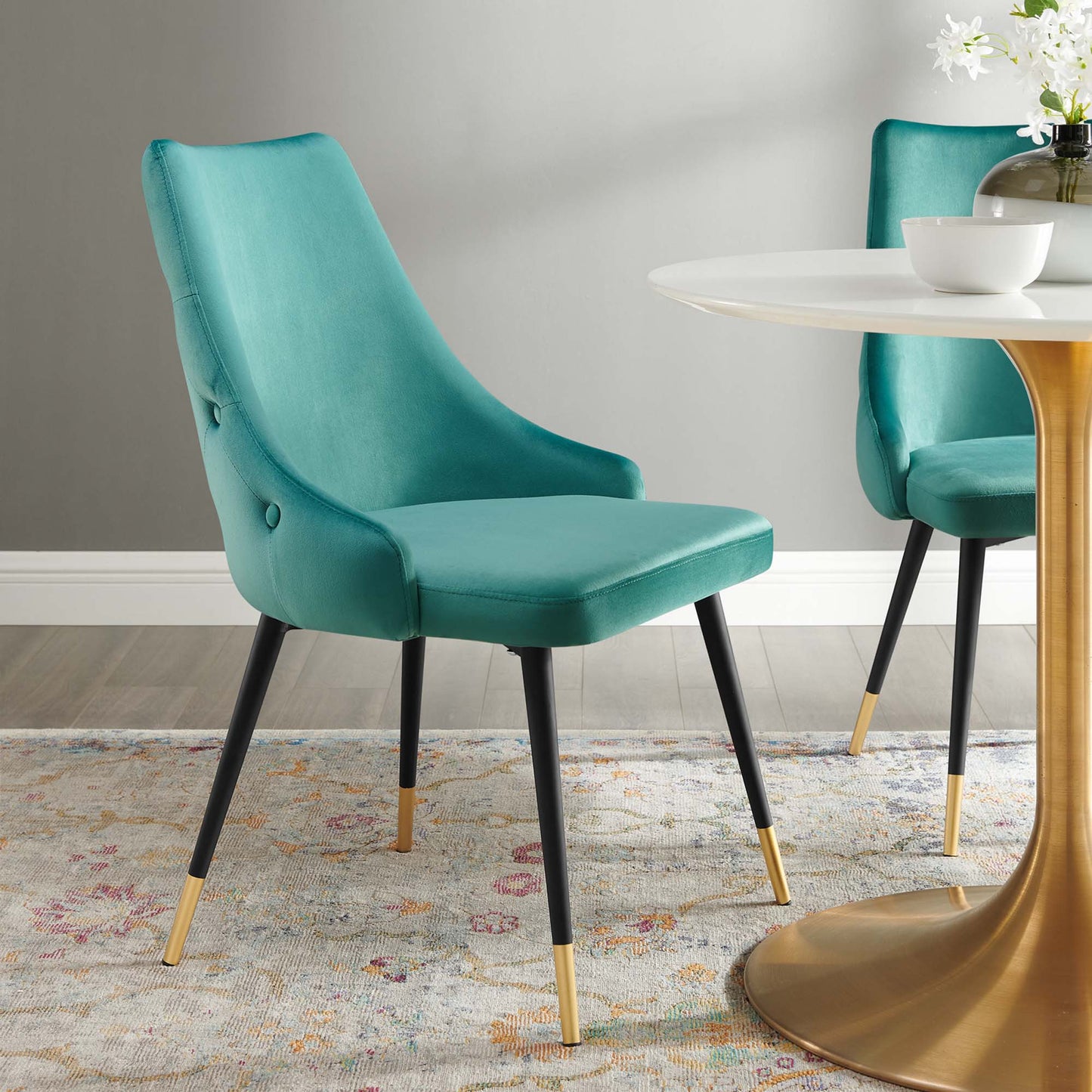 Modway Outlet Adorn Tufted Performance Velvet Dining Side Chair by Modway  Bar and Dining Furniture Teal - EEI-3907-TEA