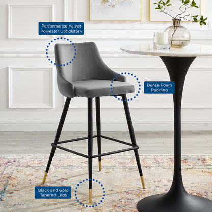 Modway Outlet Adorn Performance Velvet Bar Stool by Modway  Bar and Dining Furniture Gray - EEI-3909-GRY