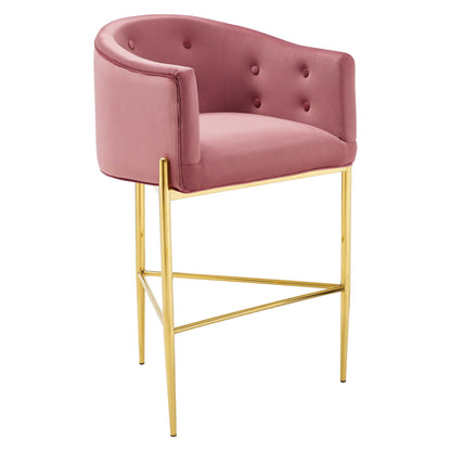 Modway Outlet Savour Tufted Performance Velvet Bar Stool by Modway  Bar and Dining Furniture Dusty Rose - EEI-3911-DUS