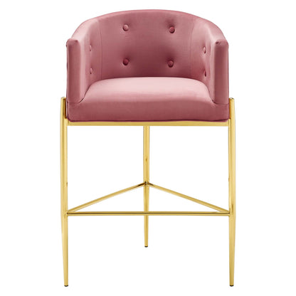 Modway Outlet Savour Tufted Performance Velvet Bar Stool by Modway  Bar and Dining Furniture Dusty Rose - EEI-3911-DUS