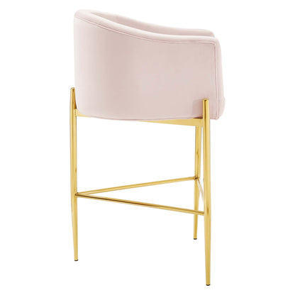 Modway Outlet Savour Tufted Performance Velvet Bar Stool by Modway  Bar and Dining Furniture Pink - EEI-3911-PNK