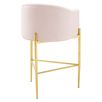 Modway Outlet Savour Tufted Performance Velvet Bar Stool by Modway  Bar and Dining Furniture Pink - EEI-3911-PNK