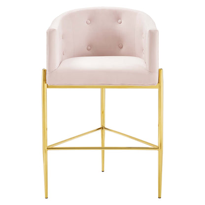 Modway Outlet Savour Tufted Performance Velvet Bar Stool by Modway  Bar and Dining Furniture Pink - EEI-3911-PNK