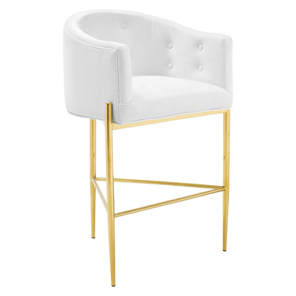 Modway Outlet Savour Tufted Performance Velvet Bar Stool by Modway  Bar and Dining Furniture White - EEI-3911-WHI