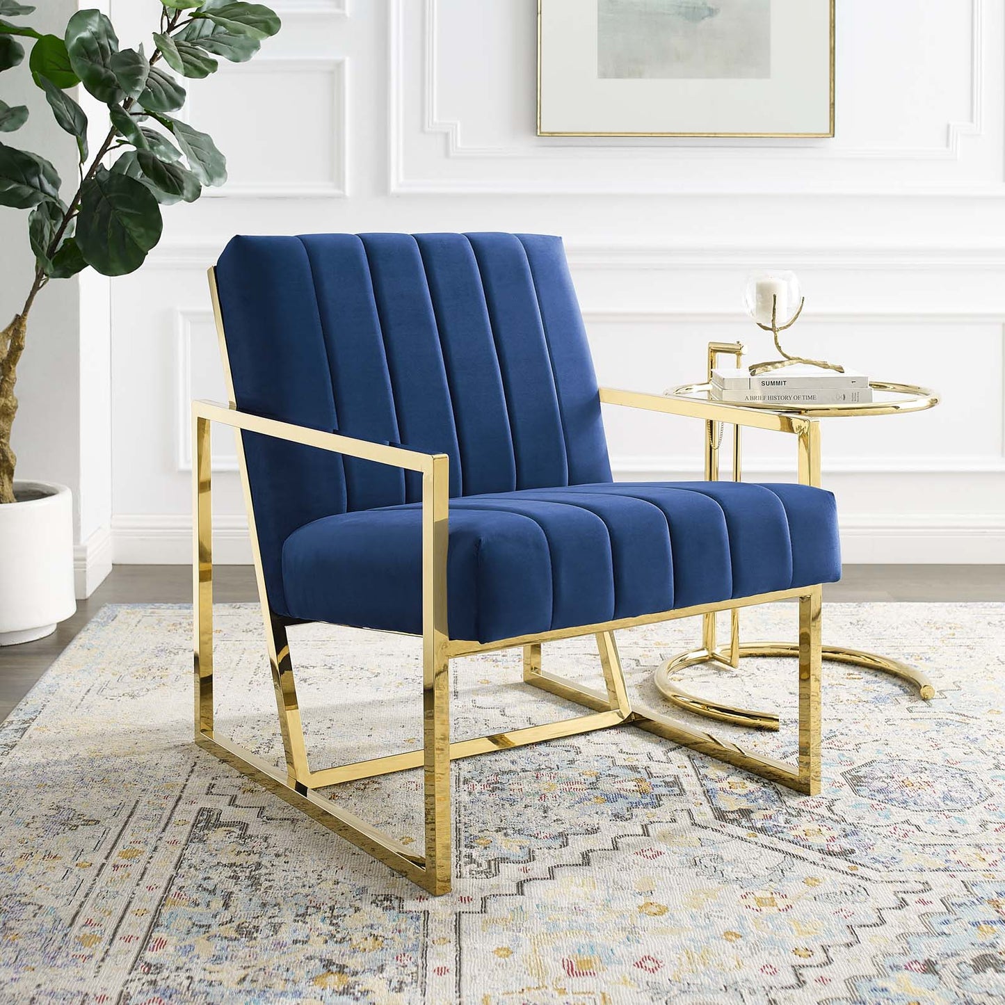 Modway Outlet Inspire Channel Tufted Performance Velvet Armchair by Modway  Living Room Furniture Navy - EEI-3914-NAV