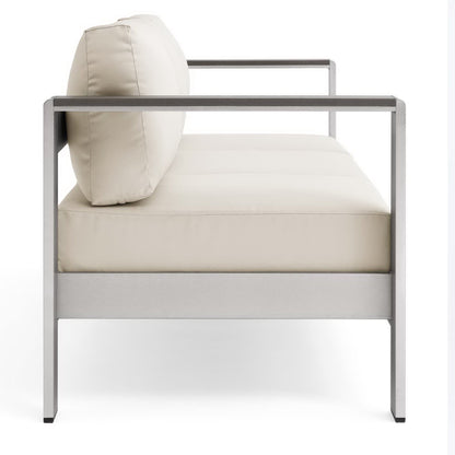 Modway Outlet Shore Outdoor Patio Aluminum Sofa by Modway  Outdoor Furniture Furniture Silver Beige - EEI-3917-SLV-BEI