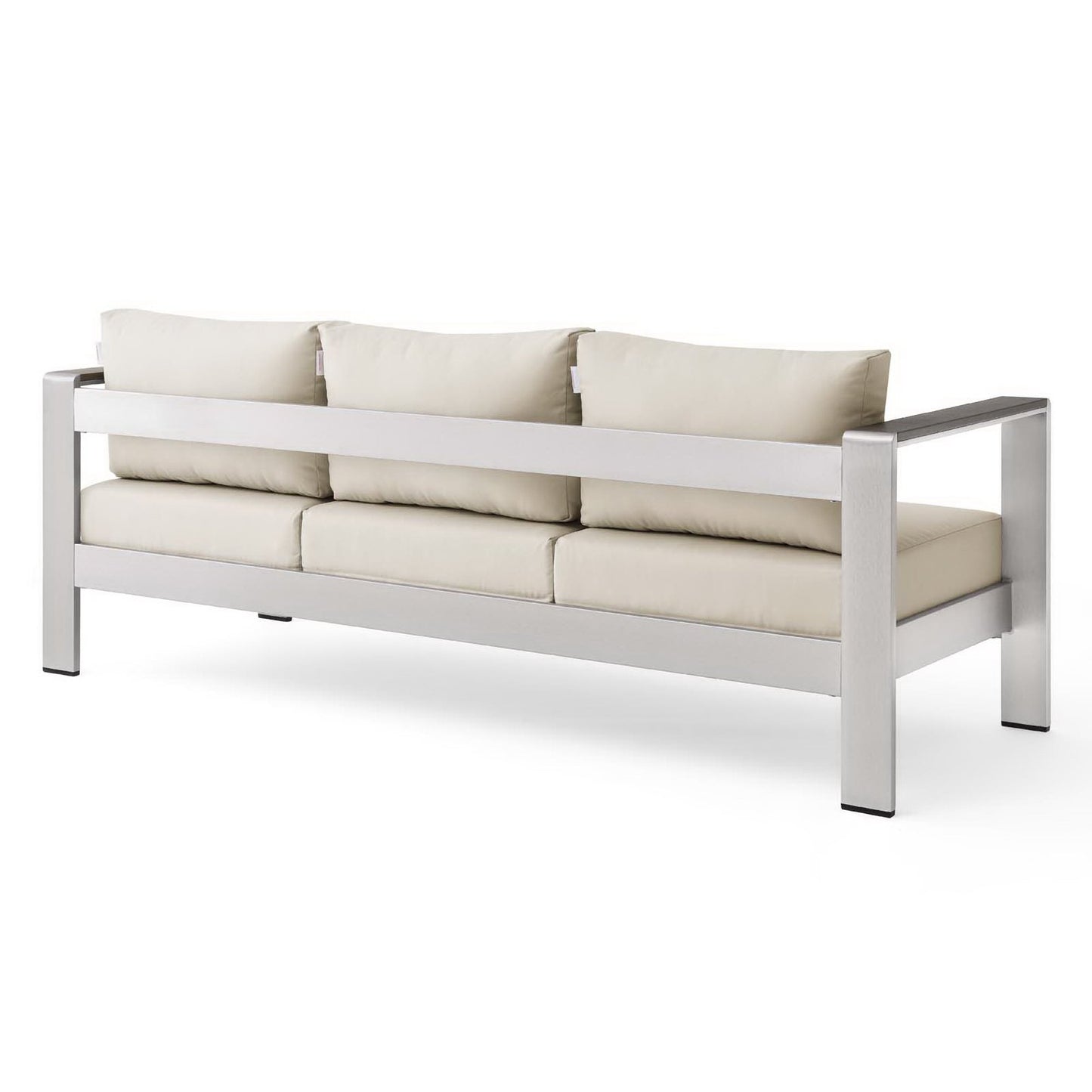 Modway Outlet Shore Outdoor Patio Aluminum Sofa by Modway  Outdoor Furniture Furniture Silver Beige - EEI-3917-SLV-BEI