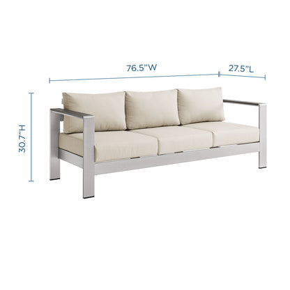 Modway Outlet Shore Outdoor Patio Aluminum Sofa by Modway  Outdoor Furniture Furniture Silver Beige - EEI-3917-SLV-BEI