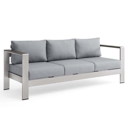 Modway Outlet Shore Outdoor Patio Aluminum Sofa by Modway  Outdoor Furniture Furniture Silver Gray - EEI-3917-SLV-GRY