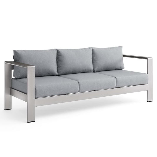Modway Outlet Shore Outdoor Patio Aluminum Sofa by Modway  Outdoor Furniture Furniture Silver Gray - EEI-3917-SLV-GRY