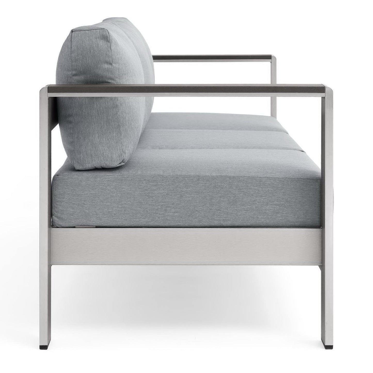 Modway Outlet Shore Outdoor Patio Aluminum Sofa by Modway  Outdoor Furniture Furniture Silver Gray - EEI-3917-SLV-GRY