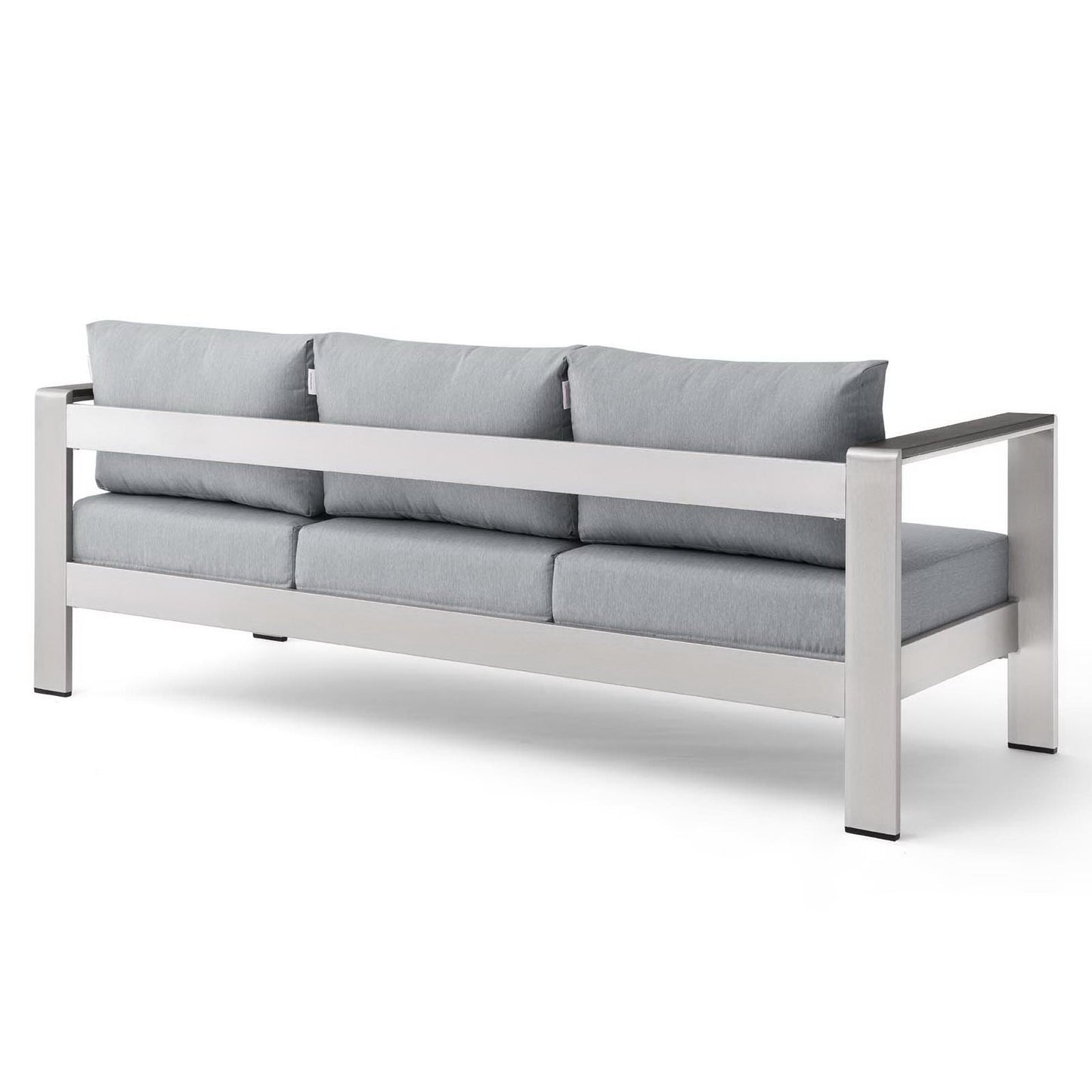 Modway Outlet Shore Outdoor Patio Aluminum Sofa by Modway  Outdoor Furniture Furniture Silver Gray - EEI-3917-SLV-GRY